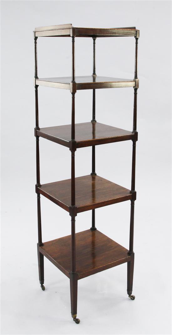 A George III rosewood five tier whatnot, W.4ft 8.5in.